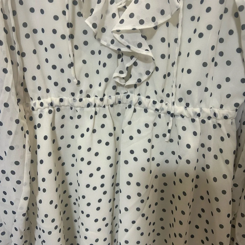 MAJORELLE cream and Black Polka Dot Mini Dress 0205 B-1 - Picture 6 of 15